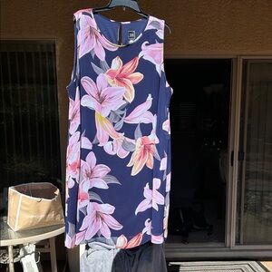 JM Collection Floral Sleeveless Tunic - Pink and Navy
